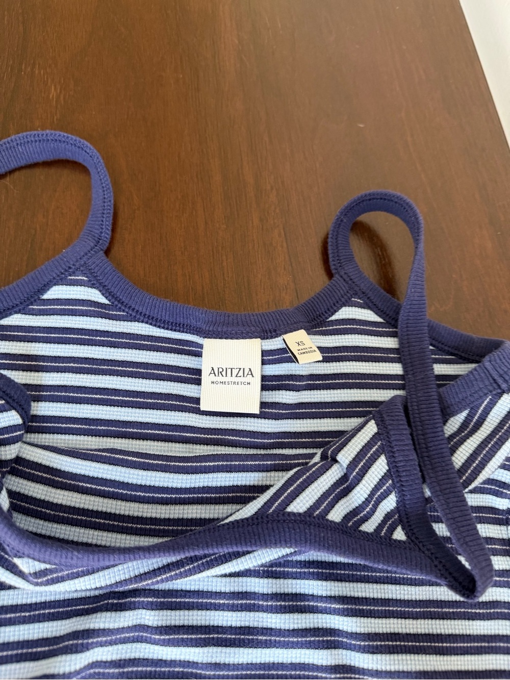 Aritzia Homestretch Navy & Light Blue Striped Ribbed Cami